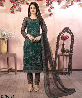 glamorous black heavy cording and sequin net salwar suit 2