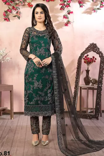 glamorous black heavy cording and sequin net salwar suit
