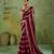 Wine premium velvet satin metallic gold saree