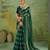 Green premium velvet satin metallic gold saree