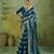 Blue premium velvet satin metallic gold saree