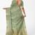 Elegant mint green linen saree with gold zari butta