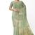 Elegant mint green linen saree with gold zari butta
