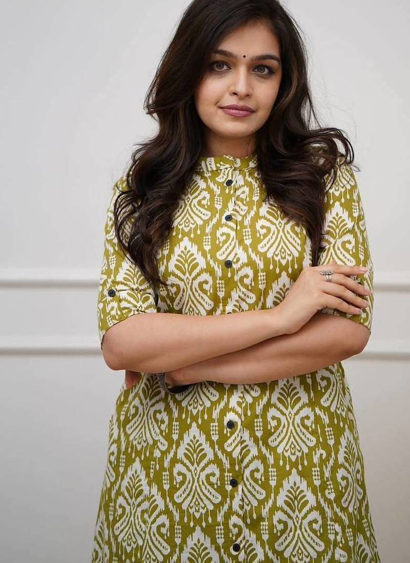 Green digital print cotton kurta set