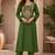 Women's green embroidered roman silk kurta set