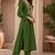 Women's green embroidered roman silk kurta set