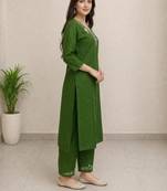 Women's red digital print cotton kurta set