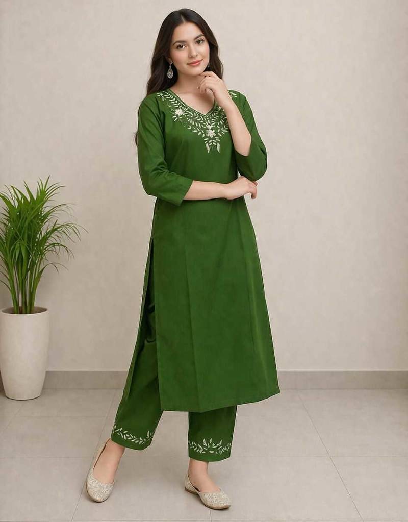 Women's red digital print cotton kurta set