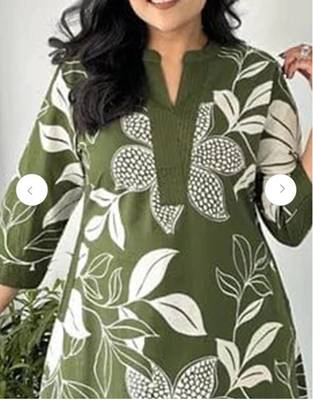 Women's green digital print cotton kurta set 2