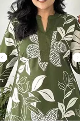 Women's green digital print cotton kurta set