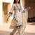 Women's white embroidery work cotton kurta set 