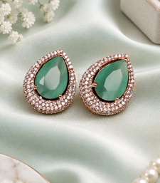 Rose Gold Finish Mint Dewdrop Earrings