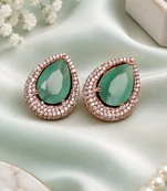 Rose Gold Finish Mint Dewdrop Earrings