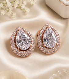 Rose gold finish crystal bloom earrings