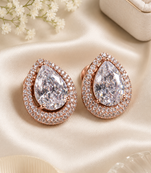 Rose gold finish crystal bloom earrings