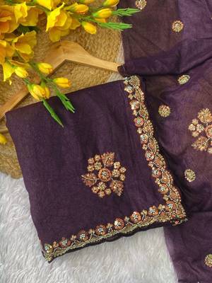 Wine Color Original beeds work with floral design Silk Blend Saree 4