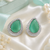 Rhodium finish serenity green halo earrings
