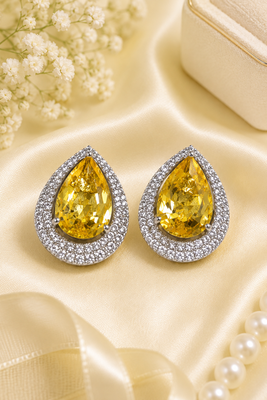 Rhodium finish honey radiance halo earrings 2