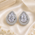 Rhodium finish crystal elegance halo earrings
