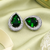 Rhodium finish emerald aura crystal earrings