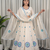 White Silk Designer Lehenga Choli with Circular Embroidery & Scalloped Dupatta
