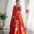 Orange silk blend Lehenga Choli with Circular Embroidery & Scalloped Dupatta