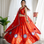 Orange silk blend Lehenga Choli with Circular Embroidery & Scalloped Dupatta