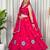 Rani Pink silk blend Lehenga Choli with Circular Embroidery & Scalloped Dupatta
