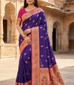 Purple   faux banarasi silk saree with paithani rich weaved pallu and blouse