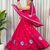 Rani Pink silk blend Lehenga Choli with Circular Embroidery & Scalloped Dupatta