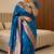 Blue  faux banarasi silk saree with paithani rich weaved pallu and blouse