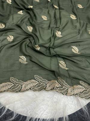 Mahendi Green Color Embroidery Star Georgette Saree 2