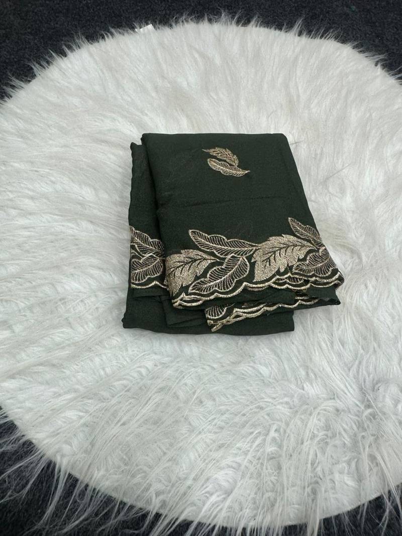 Mahendi Green Color Embroidery Star Georgette Saree