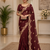 Maroon Color Embroidery Star Georgette Saree