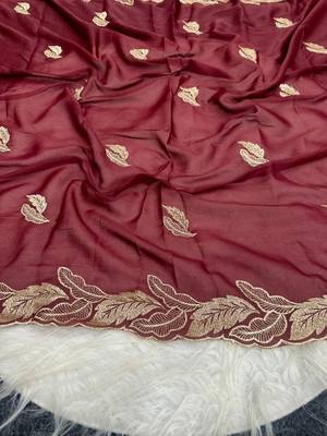 Maroon Color Embroidery Star Georgette Saree 2