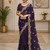 Purple Color Embroidery Star Georgette Saree