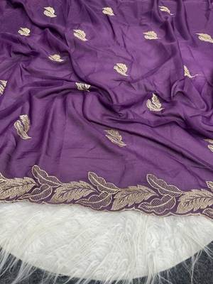 Purple Color Embroidery Star Georgette Saree 3