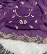 Purple Color Embroidery Star Georgette Saree