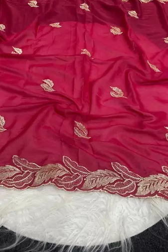 Red Color Embroidery Star Georgette Saree