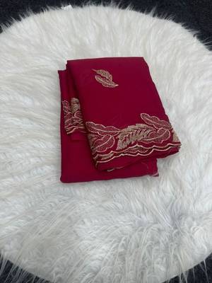 Red Color Embroidery Star Georgette Saree 4