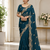 Teal Color Embroidery Star Georgette Saree