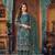 glamorous teal green heavy cording and sequin net semi-stitched salwar suit
