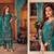 glamorous teal green heavy cording and sequin net semi-stitched salwar suit