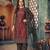 glamorous maroon and black heavy cording and sequin net semi-stitched salwar suit