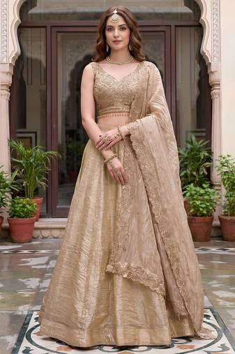 Adorable Golden Silk blend Thread Work Festive Wear Lehenga Choli