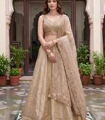 Adorable Golden Silk blend Thread Work Festive Wear Lehenga Choli