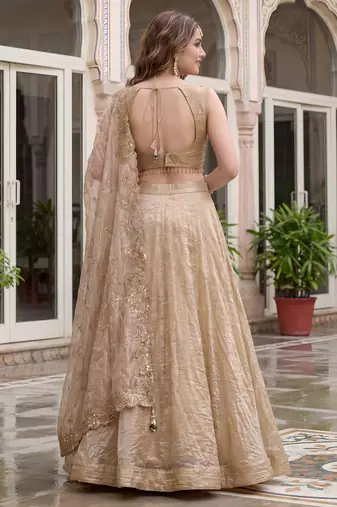 Adorable Golden Silk blend Thread Work Festive Wear Lehenga Choli