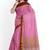 Pink striped cotton blend saree with maroon border