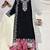 Black chinon silk blend kurti pant set with dupatta