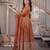 Rust brown embroidered georgette anarkali suit set